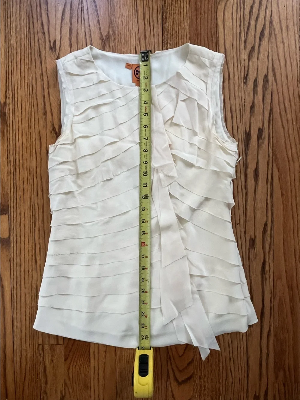Tory Burch Silk Top Sz 4 Tiered Layered Ruffle Front Sleeveless Top Color Cream